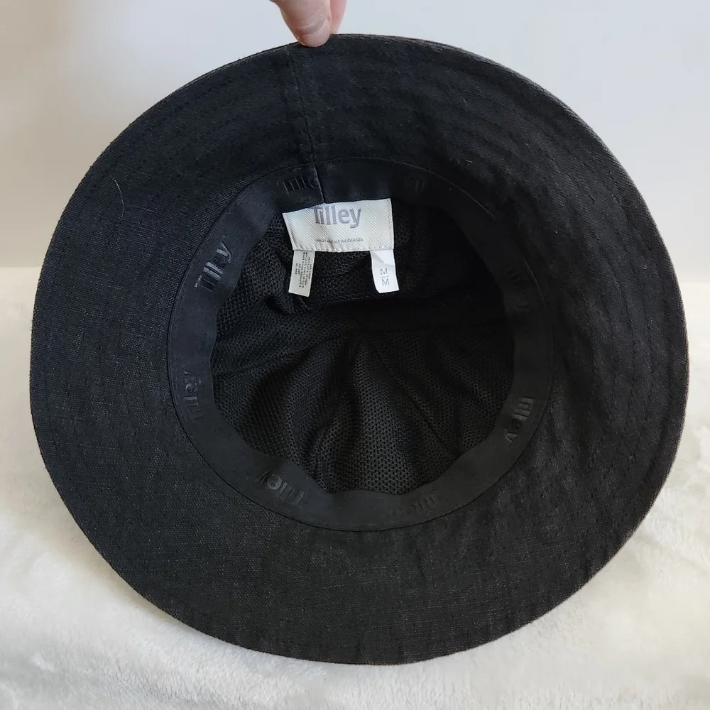TILLEY Black Hemp Bucket Hat Size Medium